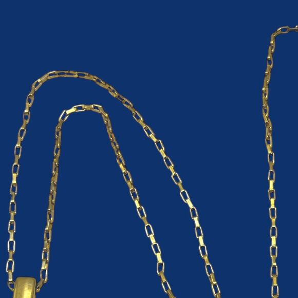 Soho Design Necklace Gold Tone Pendant Geometric Long Paperclip Link Chain 34" - Picture 5 of 11